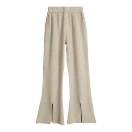 Custom knitted solid color flared trousers fashion design casual high waist slit flared trousers women's flared trousers flare leg SKSP043 Custom knitted solid color flared trousers fashion design casual high waist slit flared trousers women's flared trousers flare leg SKSP043